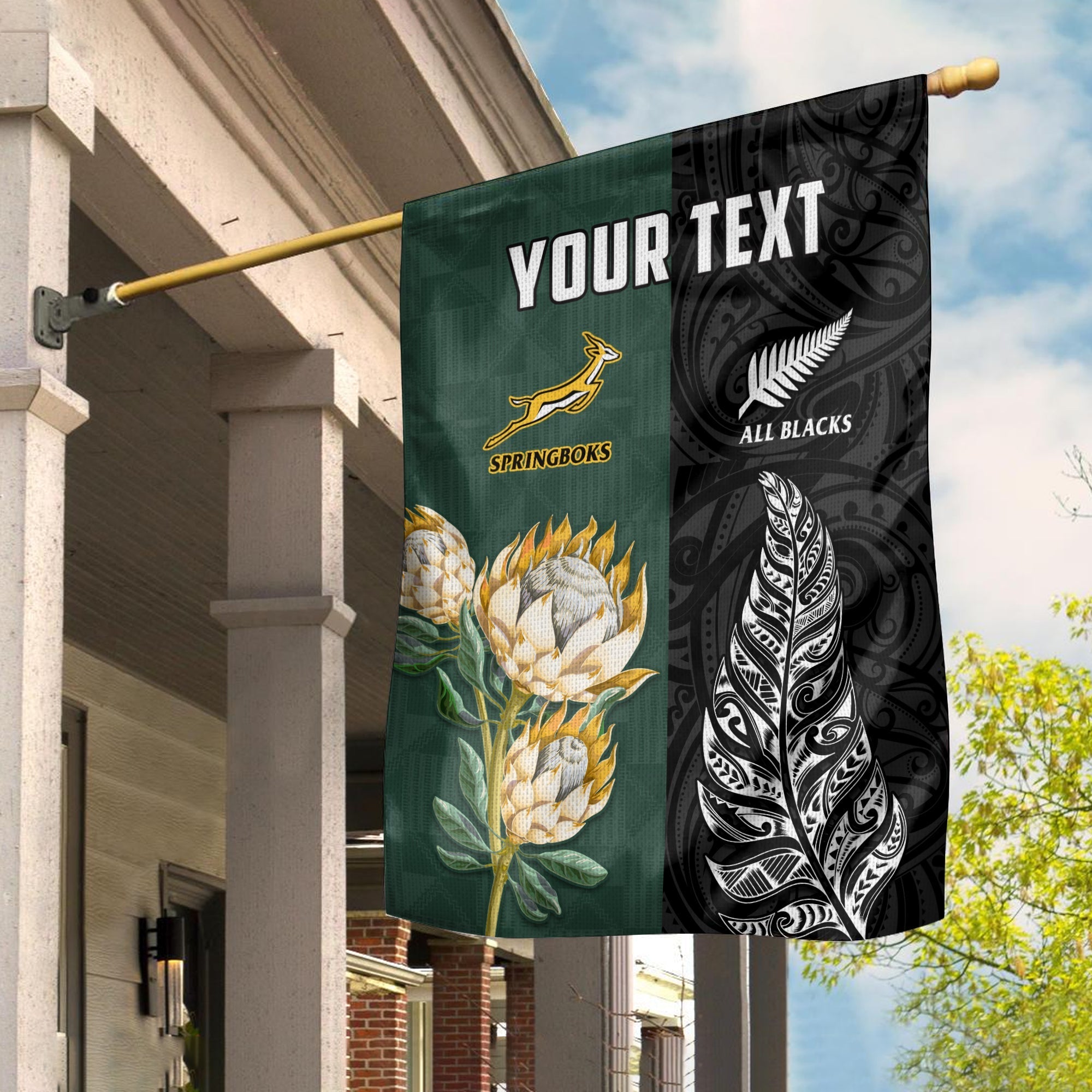 custom-personalised-south-africa-protea-and-new-zealand-fern-flag-rugby-go-springboks-vs-all-black-lt13