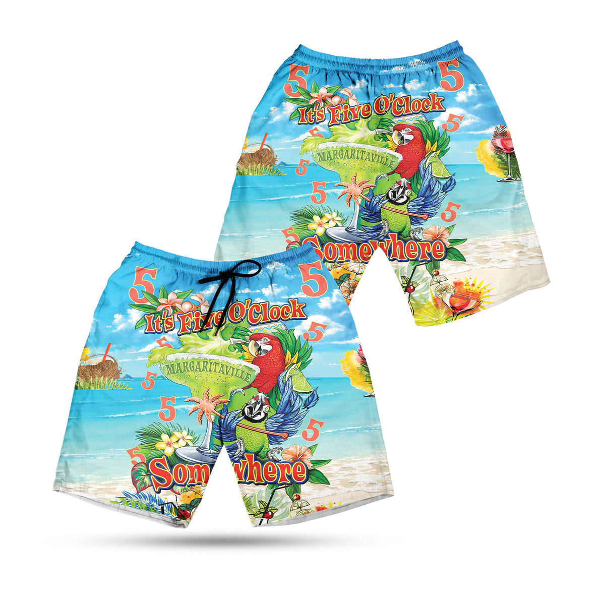 Parrot It's 5 O'clock Somewhere Hawaiian Shirt and Shorts - Wonder Print Shop