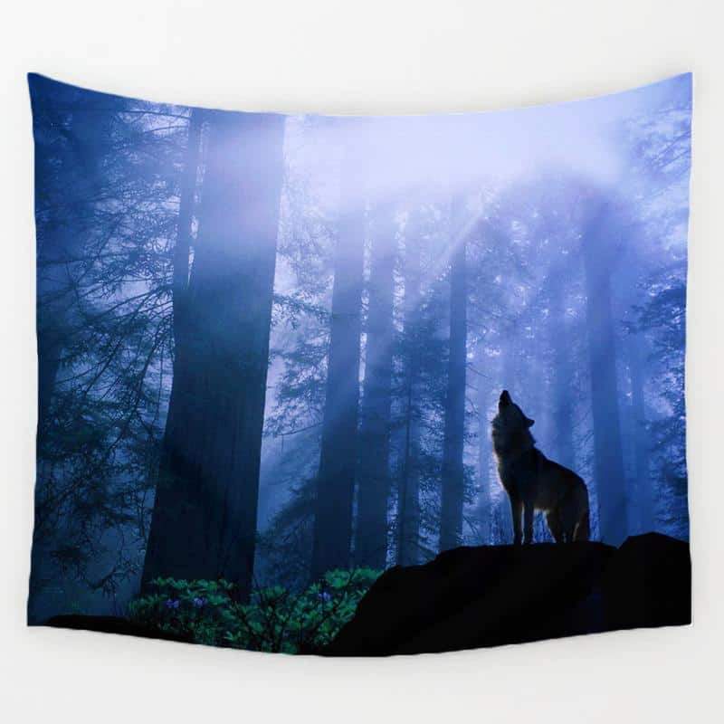 Native American Fantasy Lonely Wolf Wall Hanging Tapestry LT10 - Wonder Print Shop