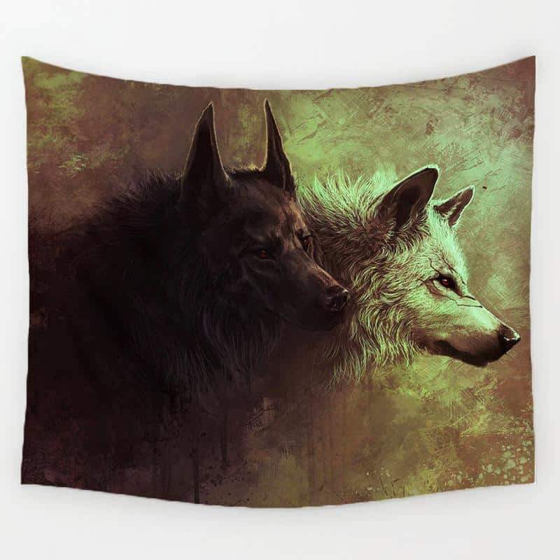 Native American Fantasy Lonely Wolf Wall Hanging Tapestry LT10 - Wonder Print Shop