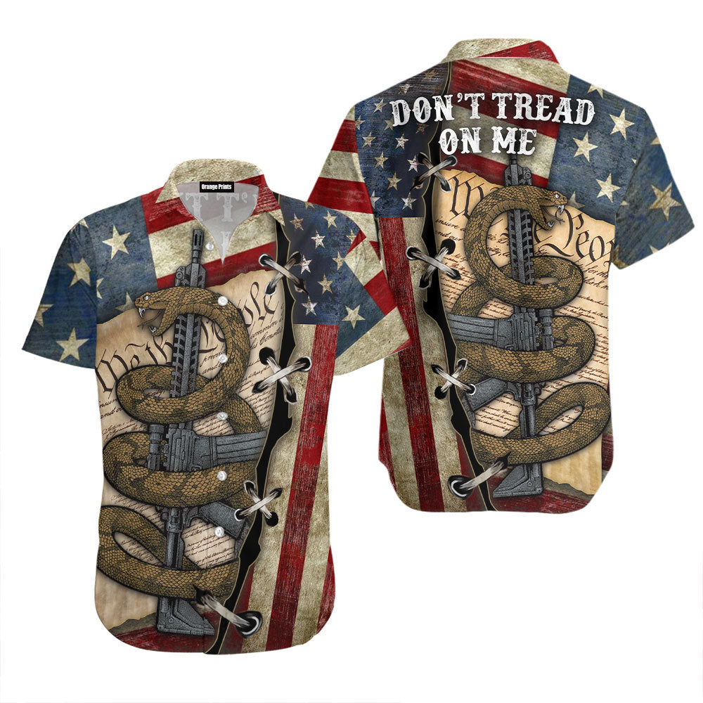 New Snake American Flag Don't Tread On Me Hawaiian Shirt - Wonder Print Shop