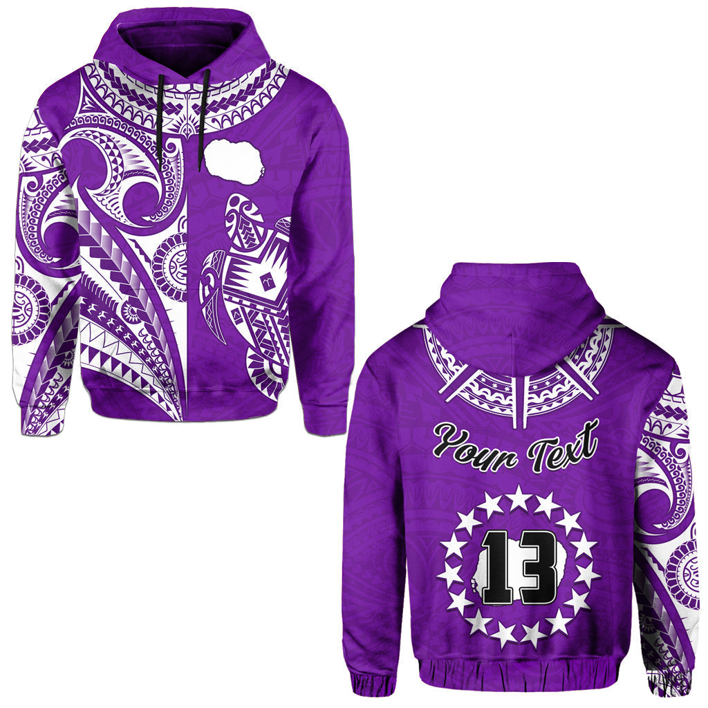 Custom Rarotonga Cook Islands Hoodie Turtle and Map Style Purple LT13 - Wonder Print Shop