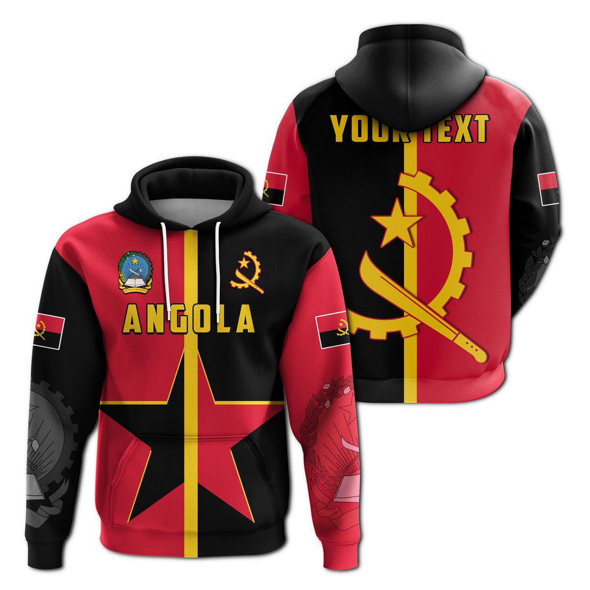Custom Angola Hoodie Star and Flag Style Sporty 02 LT13 - Wonder Print Shop