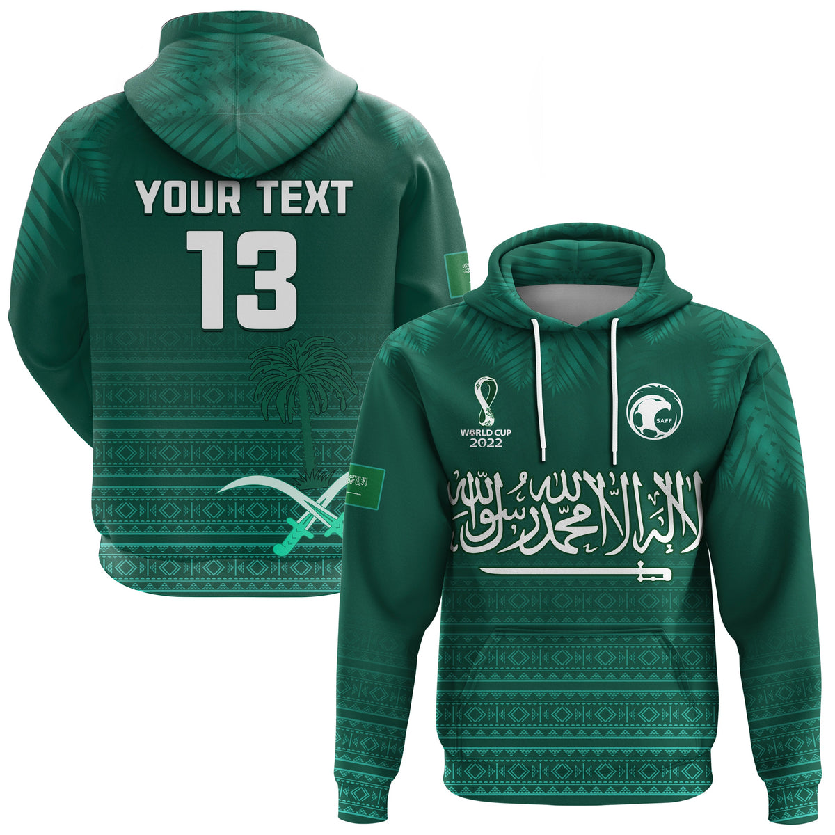 Custom Saudi Arabia Football Hoodie KSA Proud Arabia Pattern Green Original LT13 - Wonder Print Shop