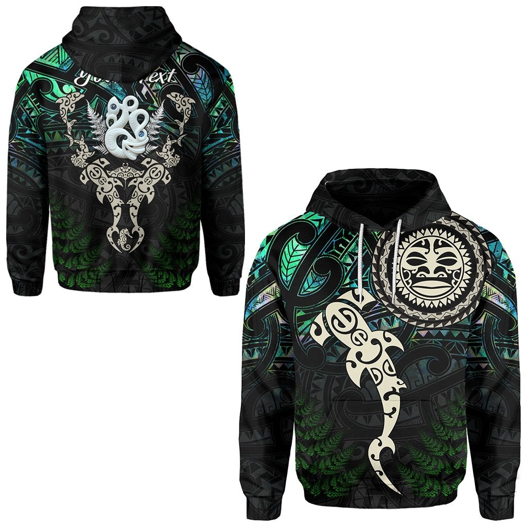 Custom Aotearoa Paua Shell Hoodie Maori Manaia and Fish LT13 - Wonder Print Shop