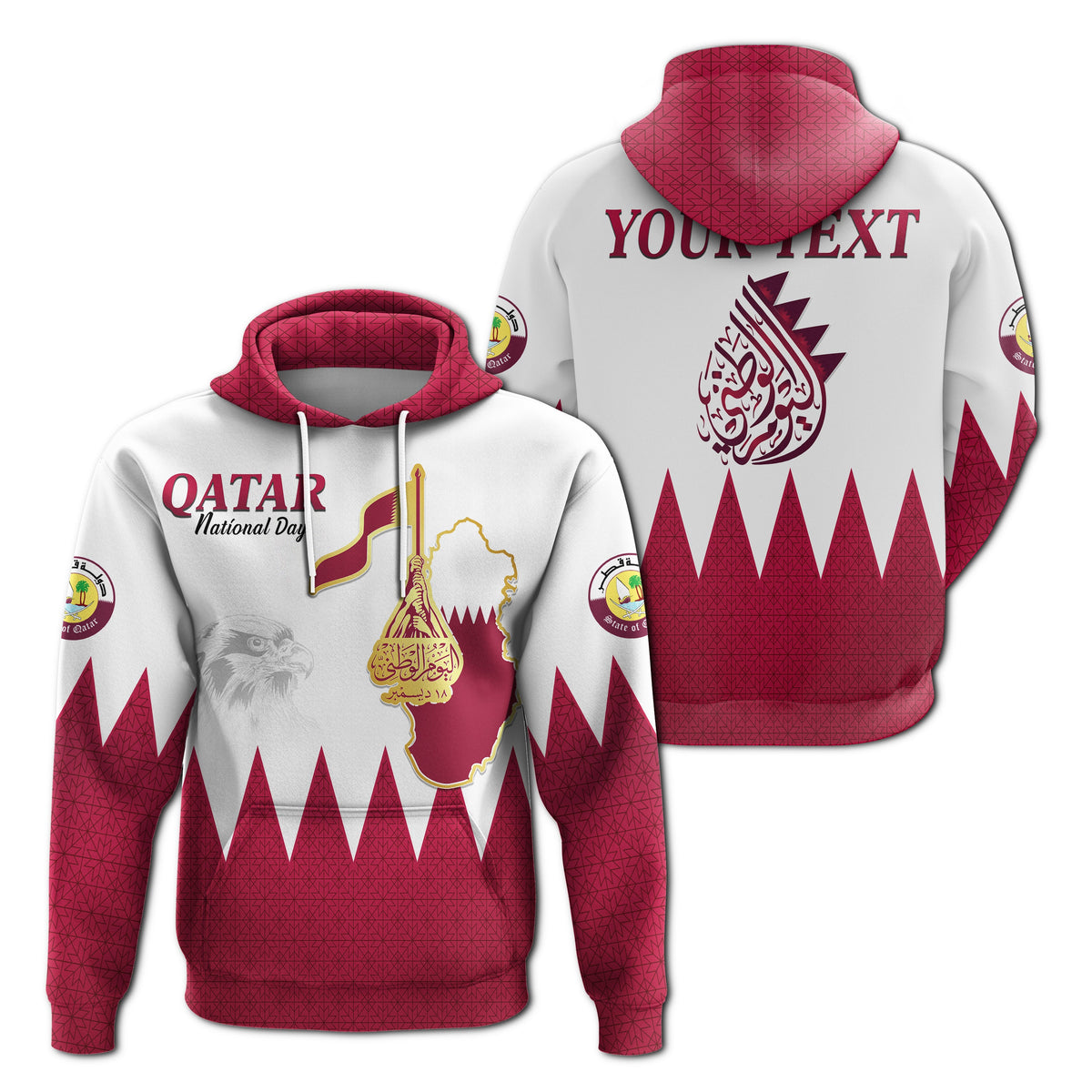Custom Qatar Hoodie Happy National Day Style Flag LT13 - Wonder Print Shop