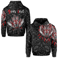Custom Canada Haida Hoodie Wolf and Maple Leaf LT13 - Wonder Print Shop