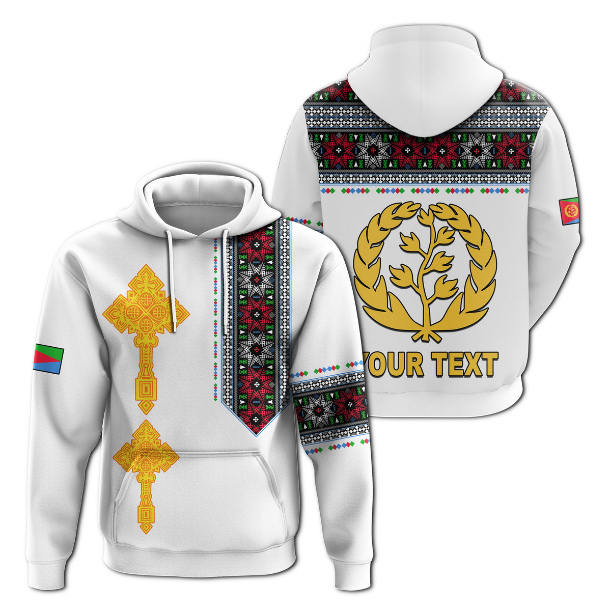 Custom Eritrea Tibeb Hoodie Eritrean Cross Mix Flag LT13 - Wonder Print Shop