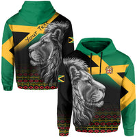 Custom Jamaica Lion Hoodie Jamaican Pattern Version Black LT13 - Wonder Print Shop