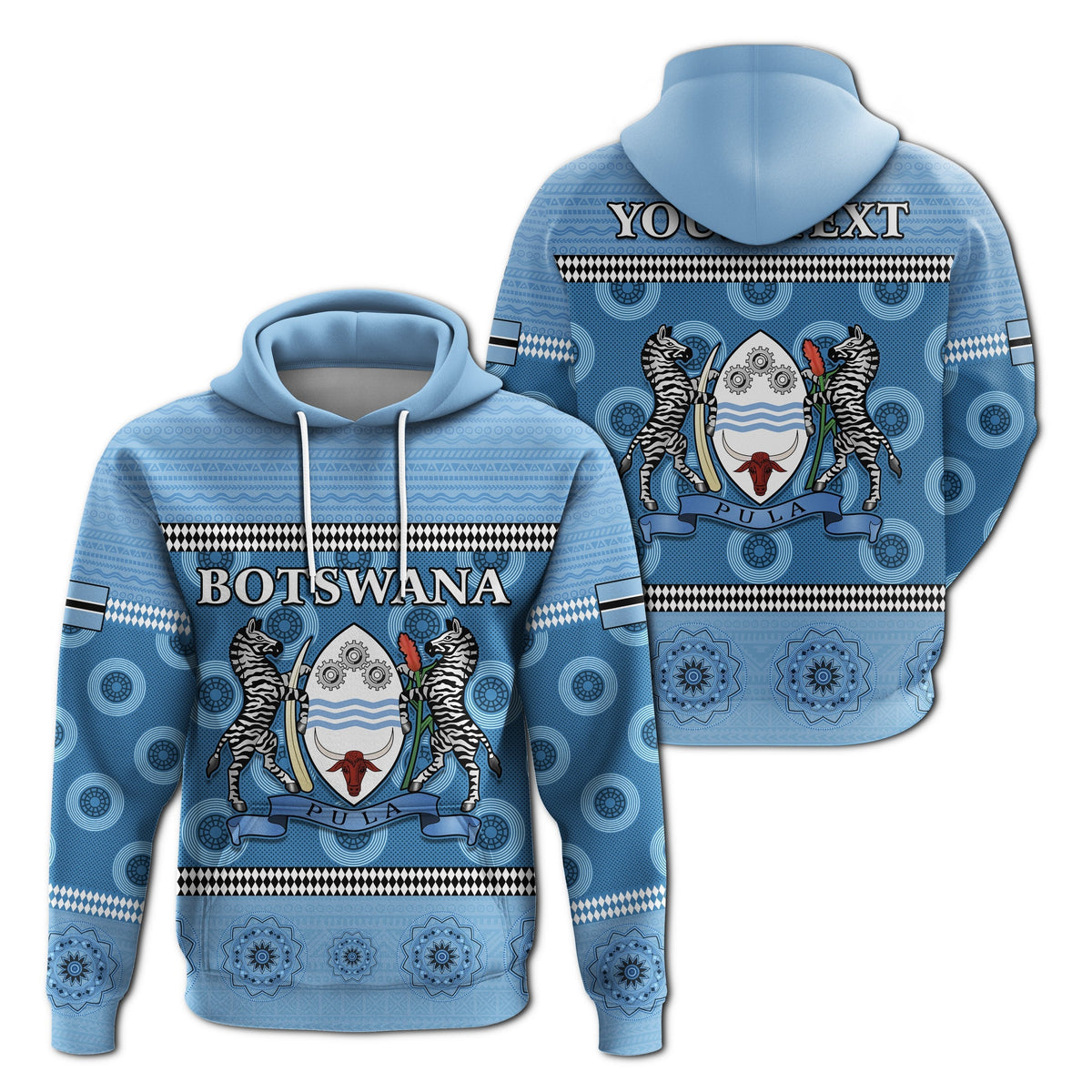 Custom Botswana Hoodie Independence Anniversary Flag and Pattern LT13 - Wonder Print Shop
