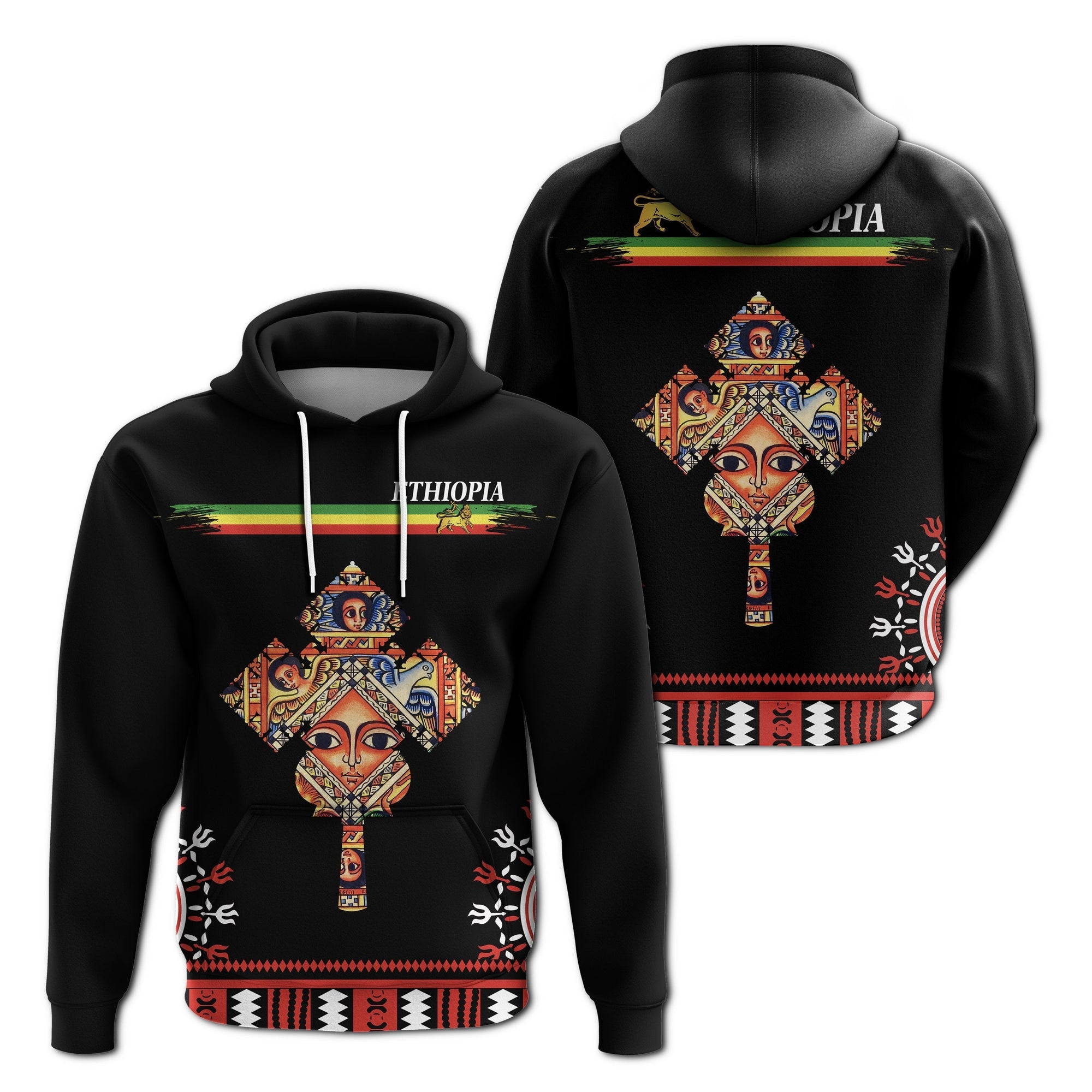 Ethiopia Hoodie Ethiopian Cross LT13 - Wonder Print Shop