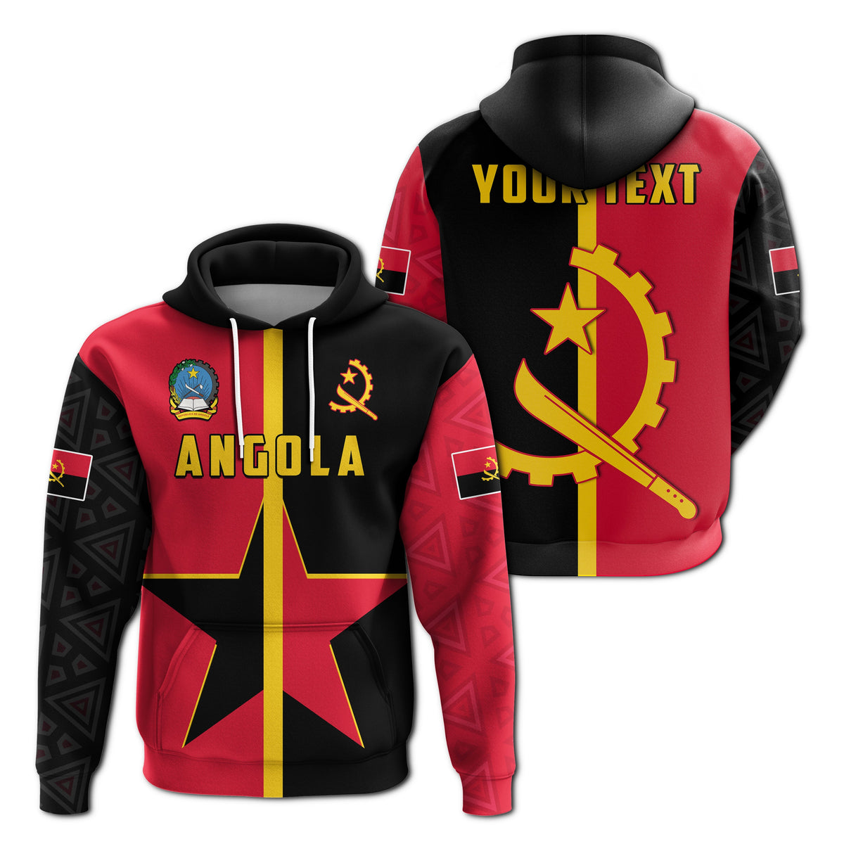 Custom Angola Hoodie Star and Flag Style Sporty LT13 - Wonder Print Shop