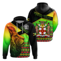 Custom Jamaica Lion Hoodie Jamaican Pattern Version Reggae Colors LT13 - Wonder Print Shop
