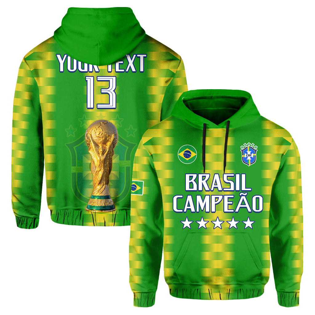 Custom Brazil Football Champions Hoodie Proud Selecao LT13 - Wonder Print Shop