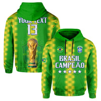 Green football hoodie set: back print 'YOUR TEXT 13' with trophy, hood and cuffs.