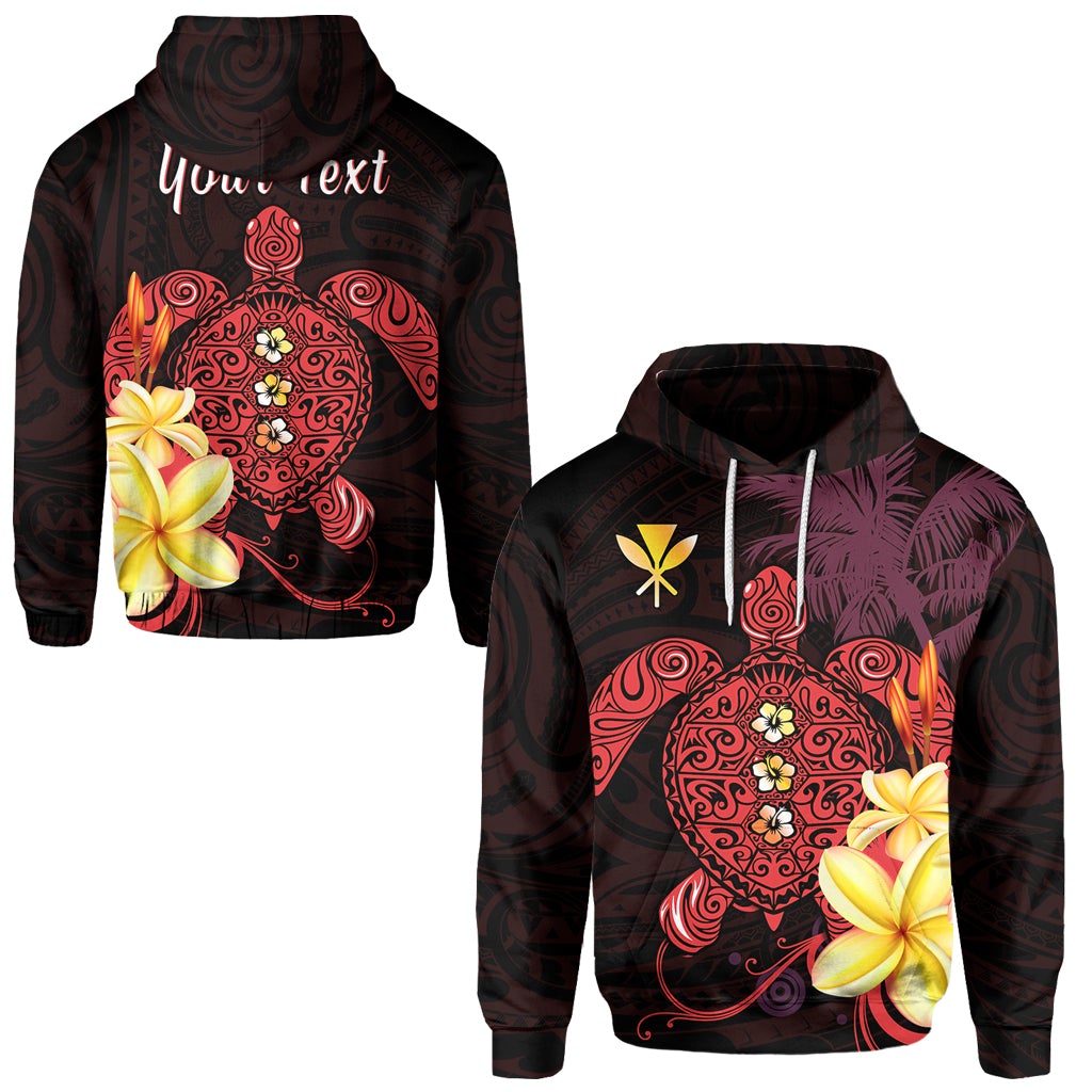 Custom Hawaii Turtle Hoodie Hawaiian Flowers Version Red Elegant LT13 - Wonder Print Shop