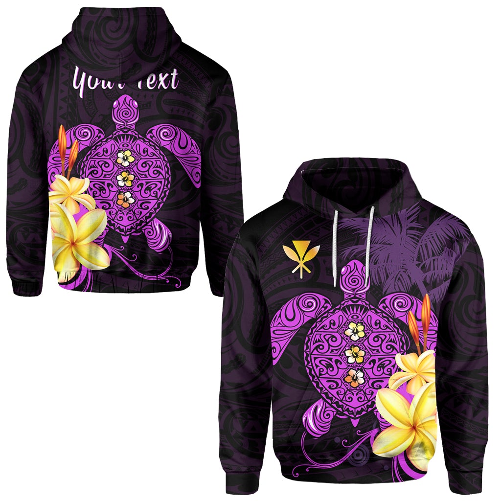 Custom Hawaii Turtle Hoodie Hawaiian Flowers Version Purple Elegant LT13 - Wonder Print Shop