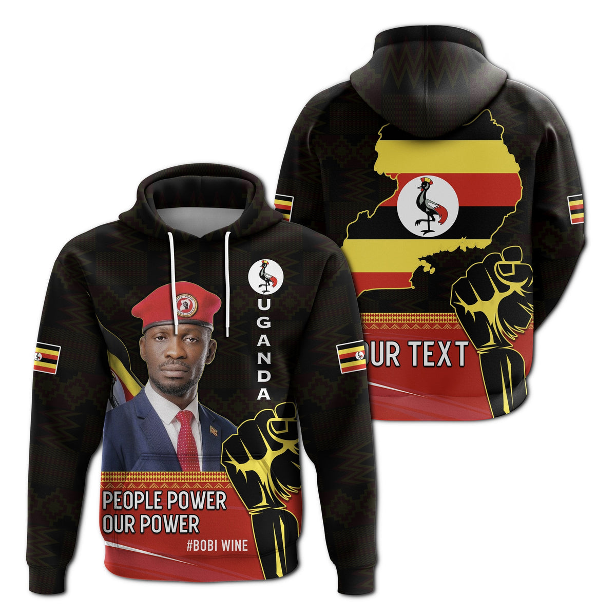 Custom Uganda Hoodie Bobi Wine People Power Our Power LT13 - Wonder Print Shop
