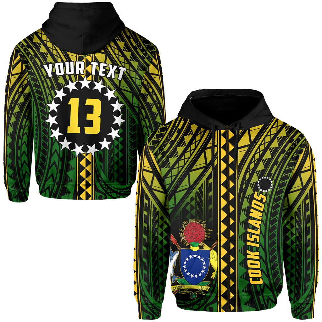 Custom Cook Islands Zip Hoodie Polynesian Pattern Stars LT13 - Wonder Print Shop
