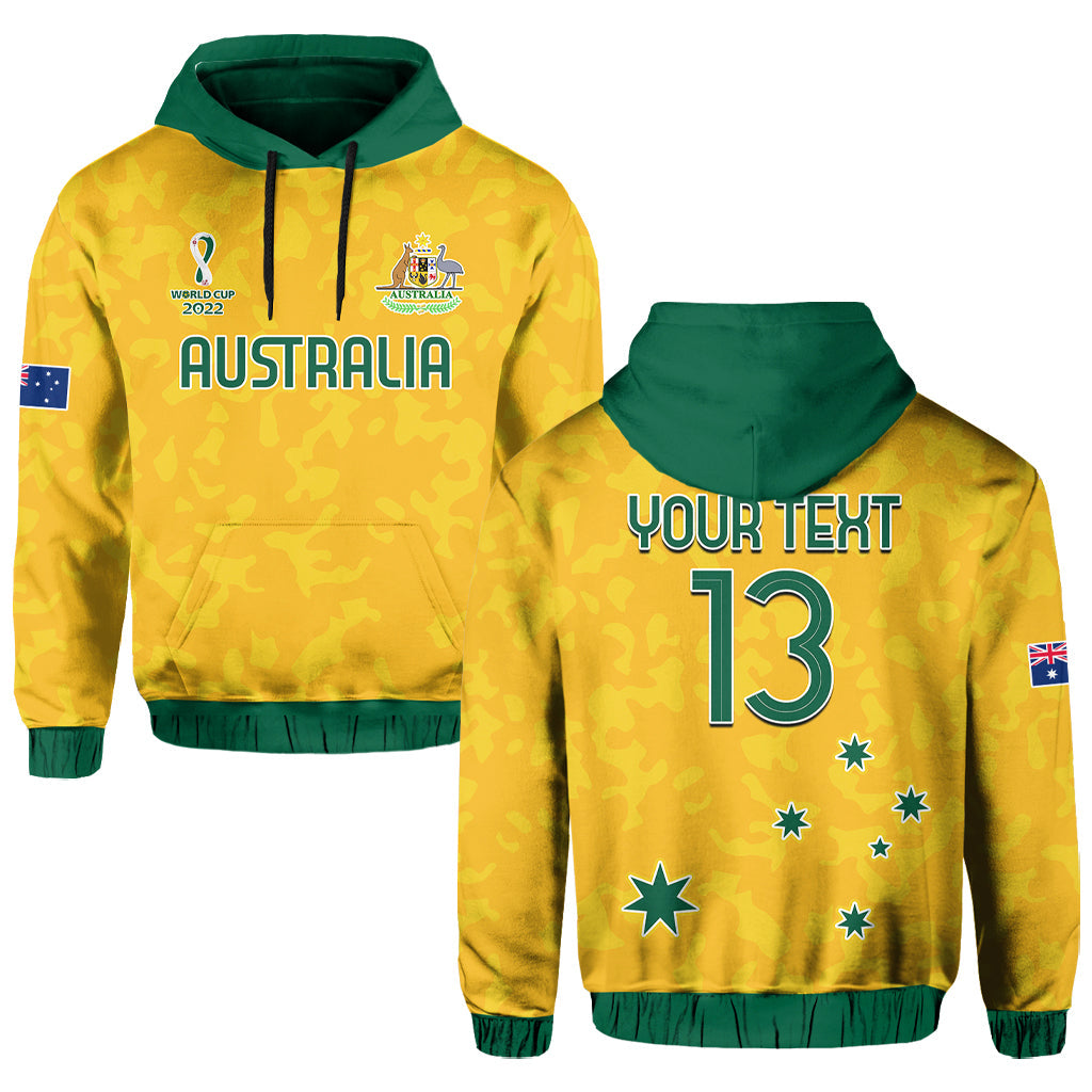 Custom Australia Soccer Hoodie World Cup Football 2022 Socceroos with Kangaroos LT13 - Wonder Print Shop