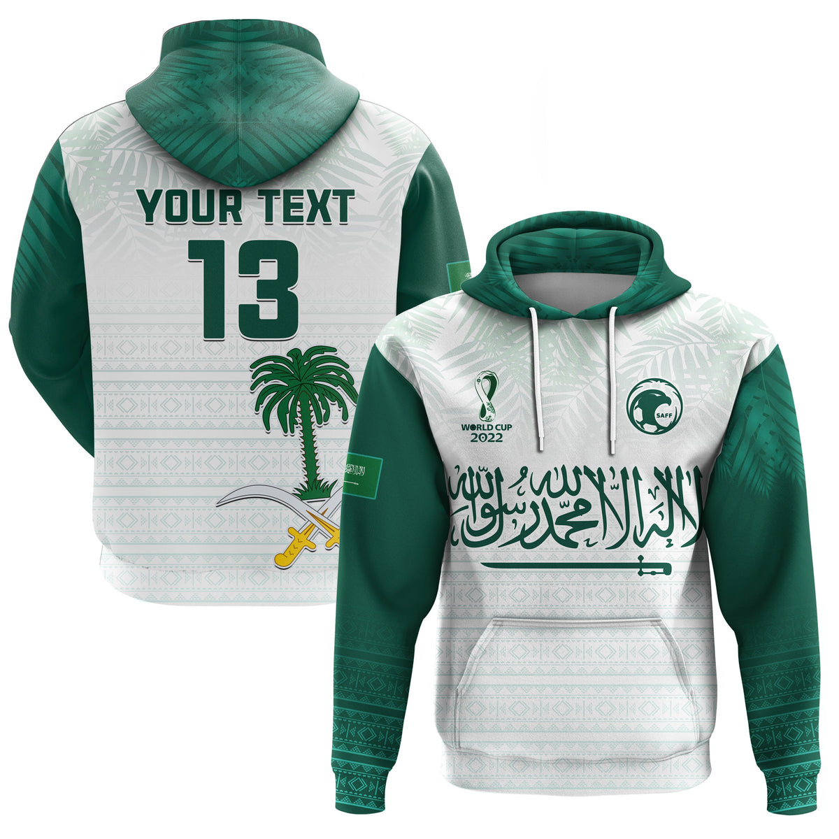 Custom Saudi Arabia Football Hoodie KSA Proud Arabia Pattern White Special LT13 - Wonder Print Shop