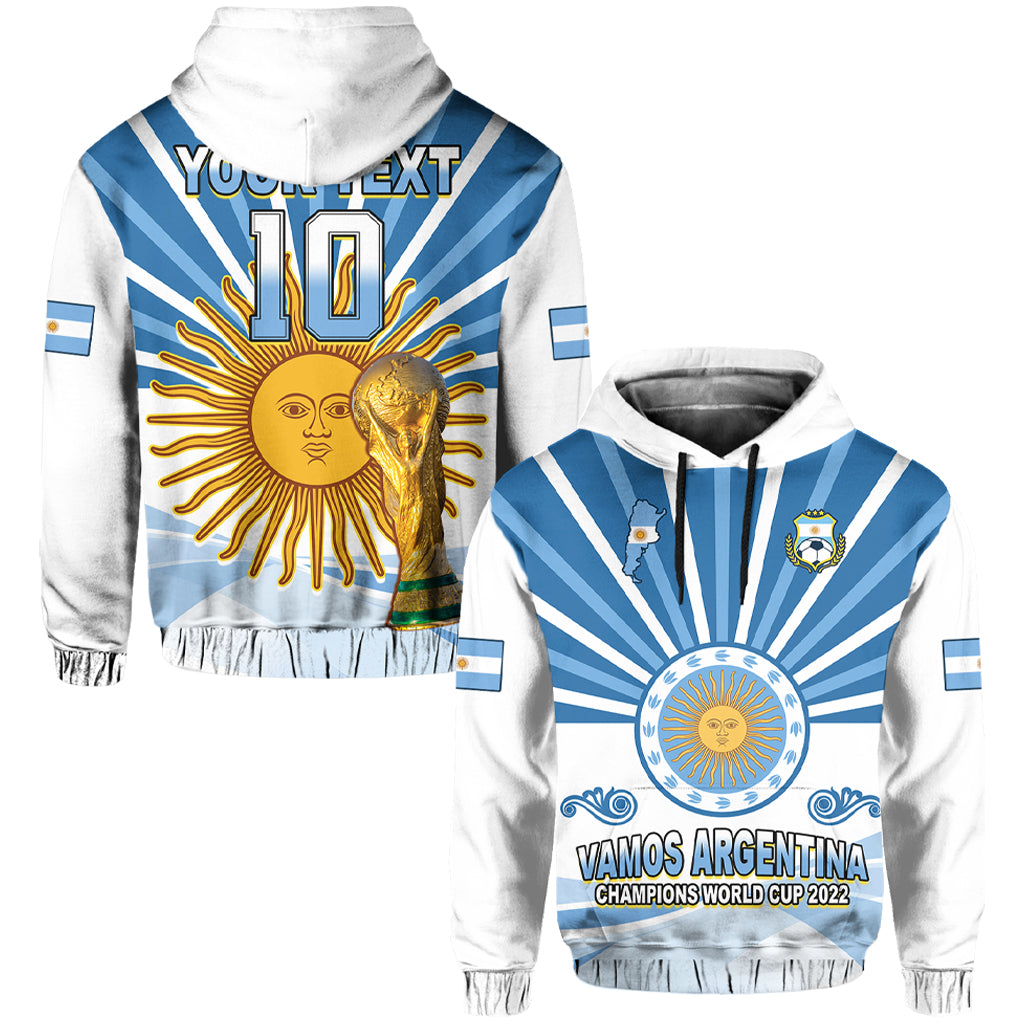 Custom Argentina Football Hoodie The Sun WC2022 Soccer Vamos La Albiceleste LT13 - Wonder Print Shop