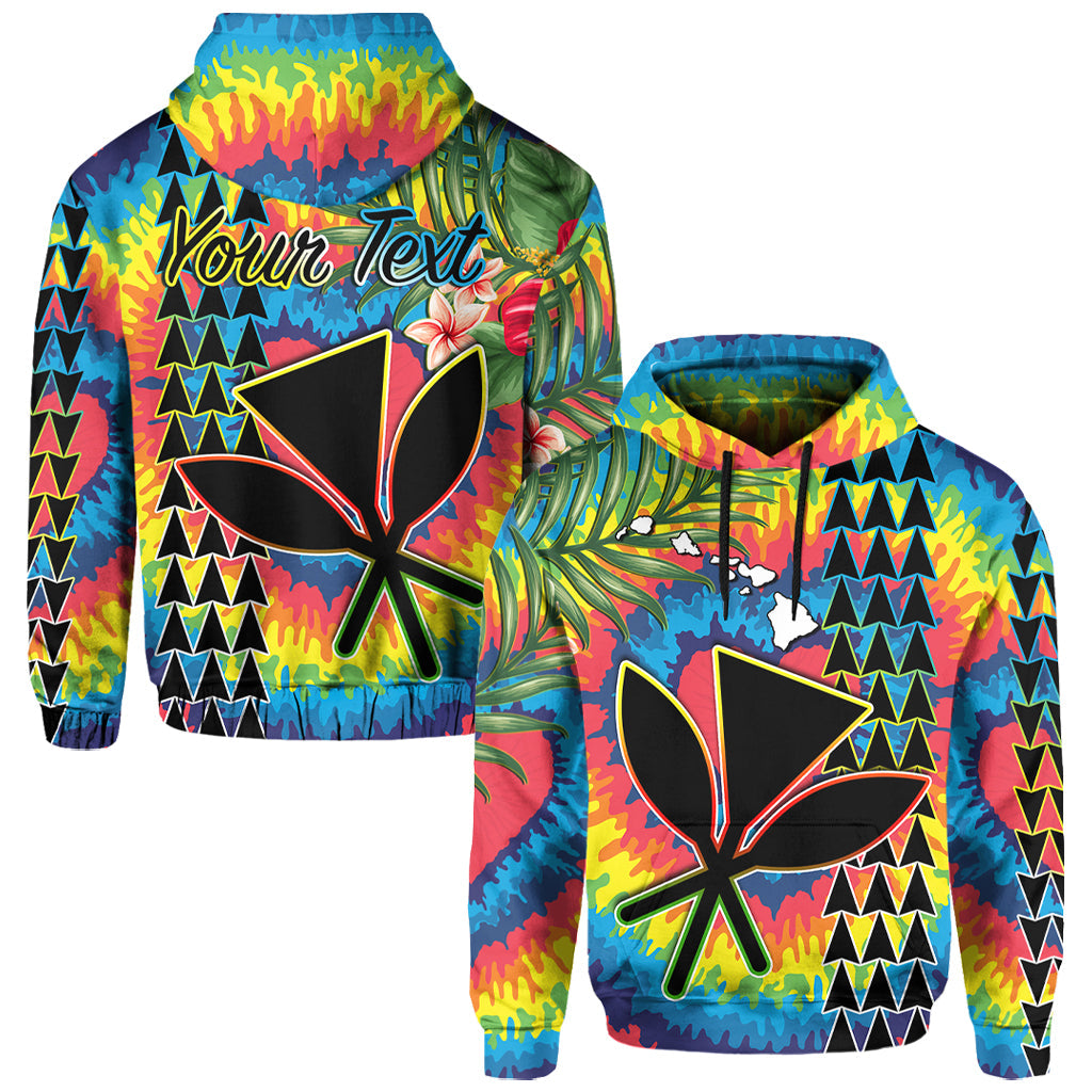 Custom Hawaii Rainbow Tie Dye Hoodie Flowers Polynesian Hawaiian Tribal LT13 - Wonder Print Shop