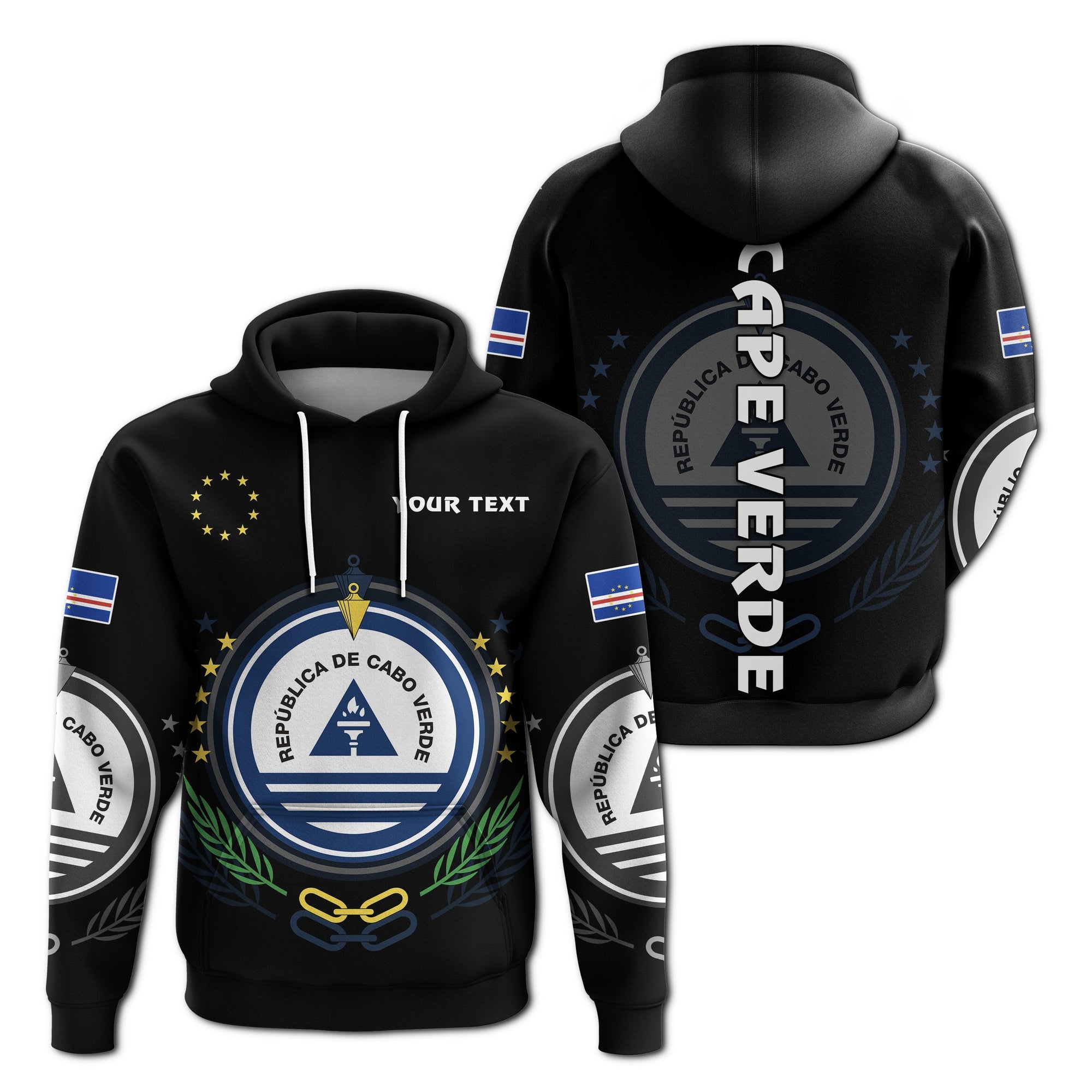 Custom Cape Verde Hoodie Coat Of Arms LT13 - Wonder Print Shop