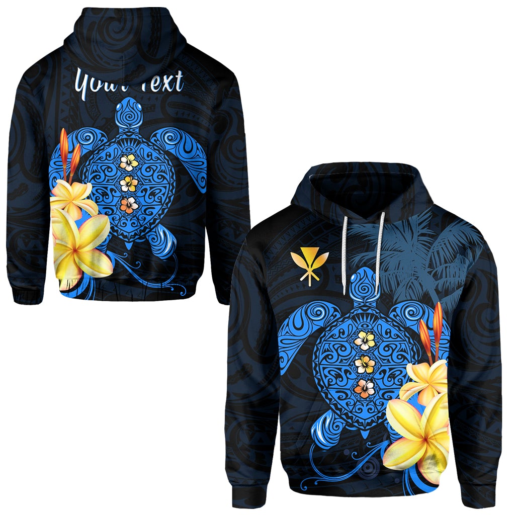 Custom Hawaii Turtle Hoodie Hawaiian Flowers Version Blue Elegant LT13 - Wonder Print Shop