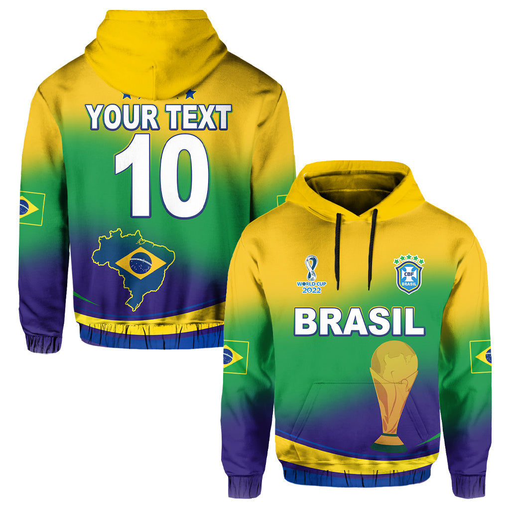 Custom Brazil Football Hoodie Soccer 2022 World Cup Selecao Brazil Campeao Style Color Flag LT13 - Wonder Print Shop