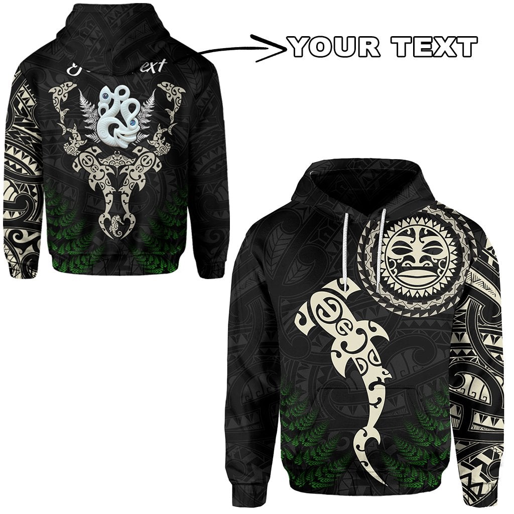 Custom Aotearoa Fern Hoodie Maori Manaia and Fish LT13 - Wonder Print Shop