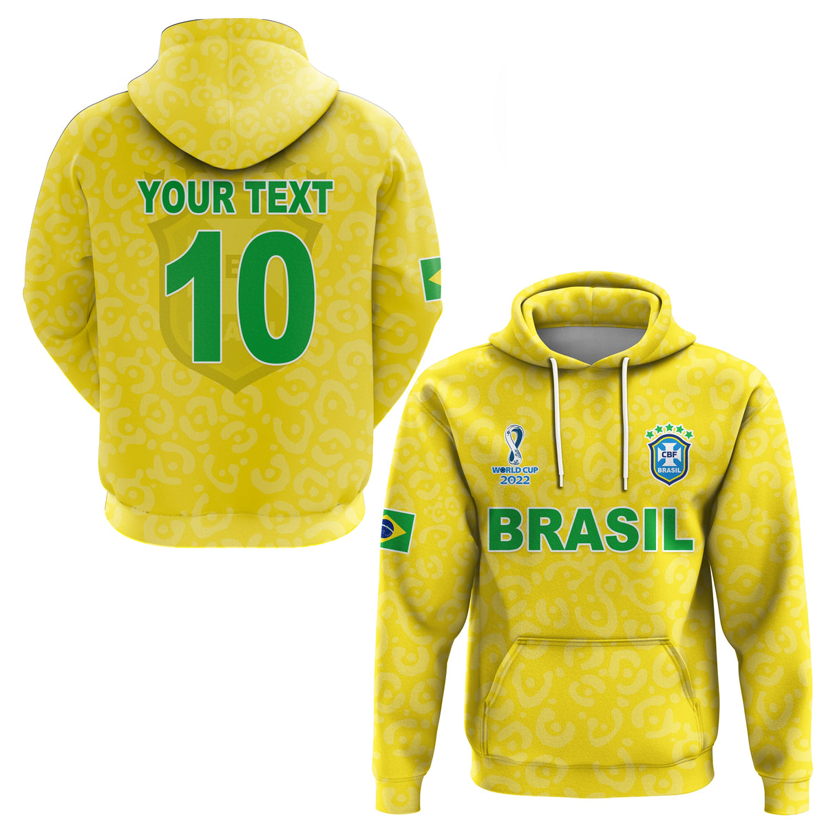 Custom Brazil Football Hoodie World Cup Champions Soccer 2022 Selecao Brazil Campeao LT13 - Wonder Print Shop