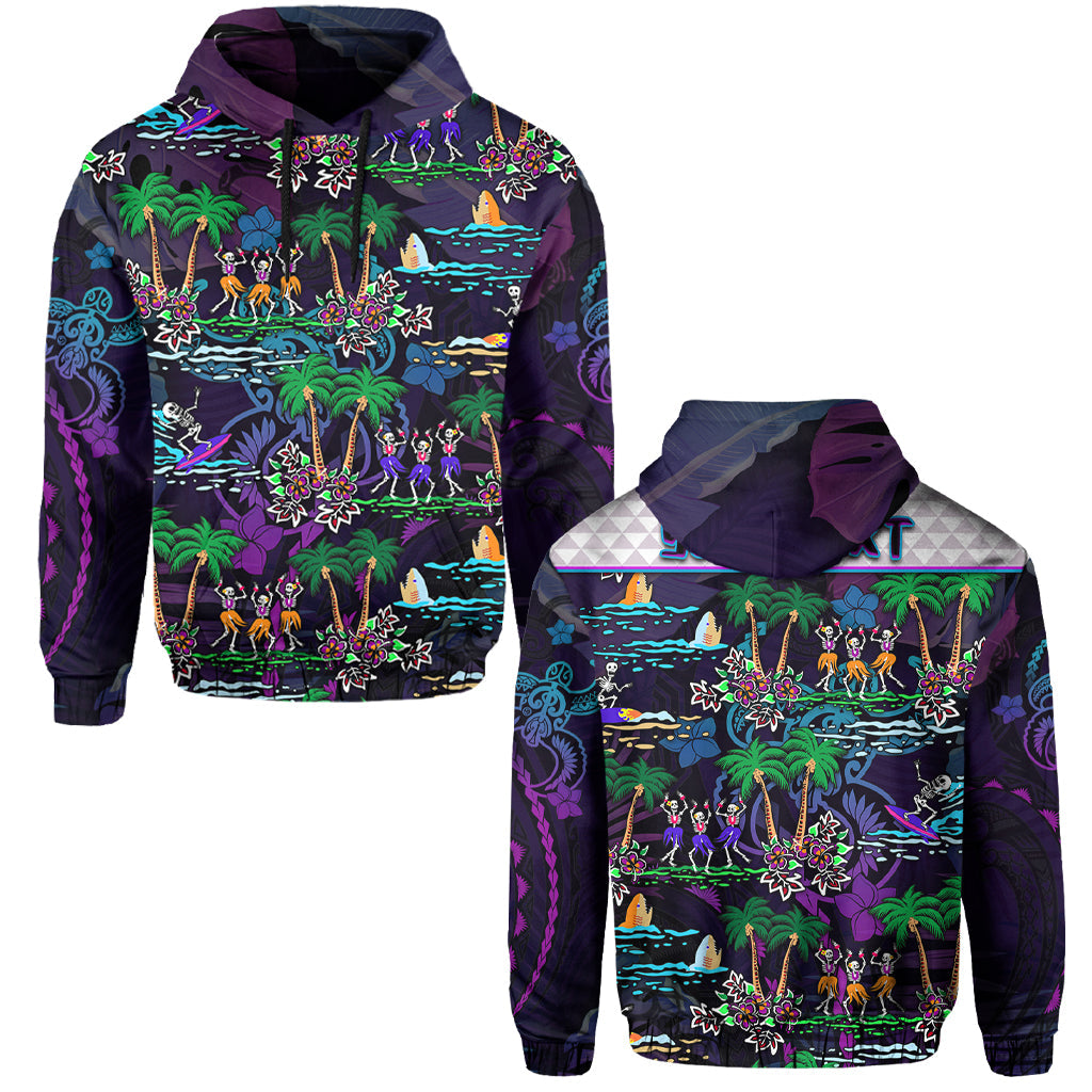 Custom Hawaii Skeleton Dancing Hoodie Halloween Hawaiian Turtle LT13 - Wonder Print Shop