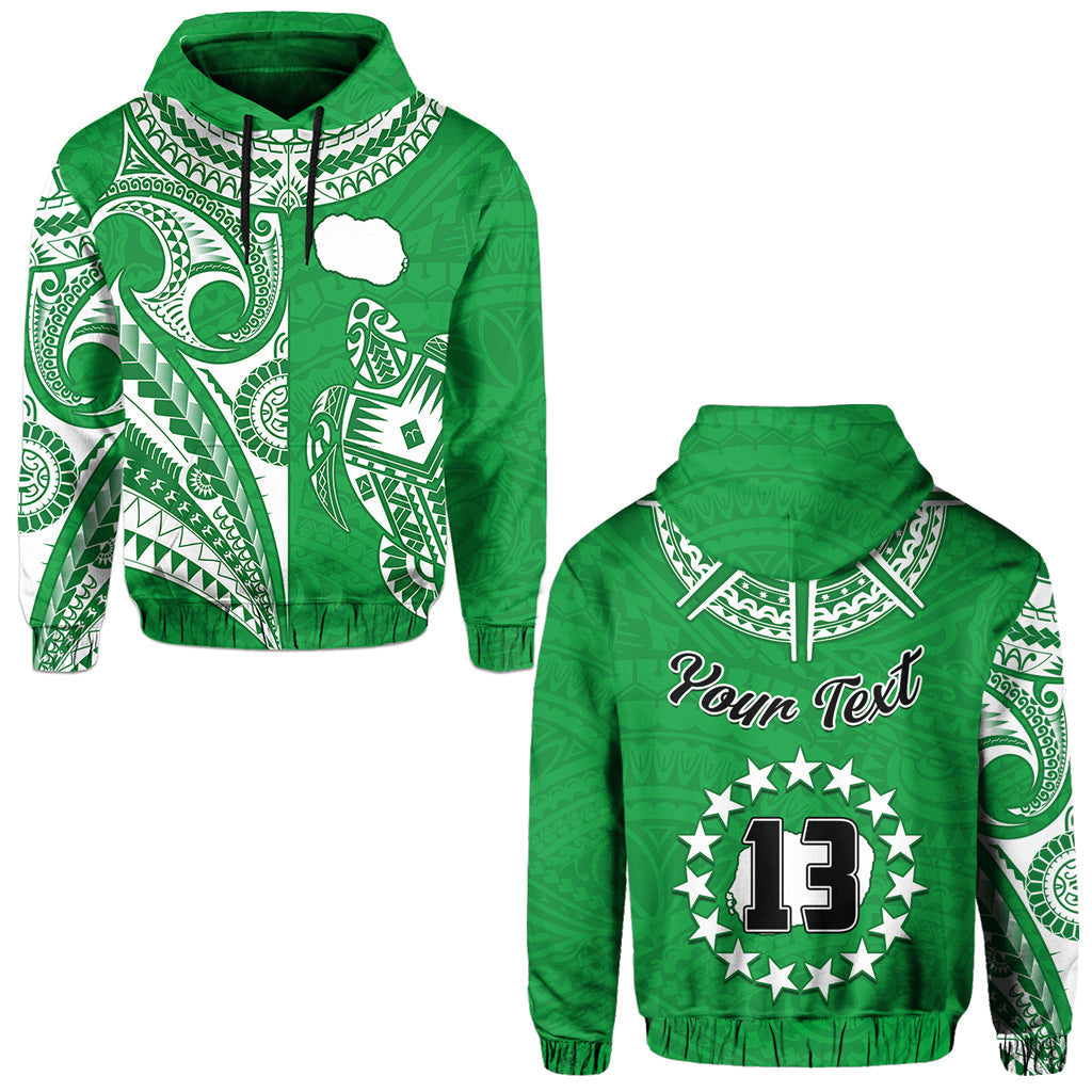 Custom Rarotonga Cook Islands Hoodie Turtle and Map Style Green LT13 - Wonder Print Shop