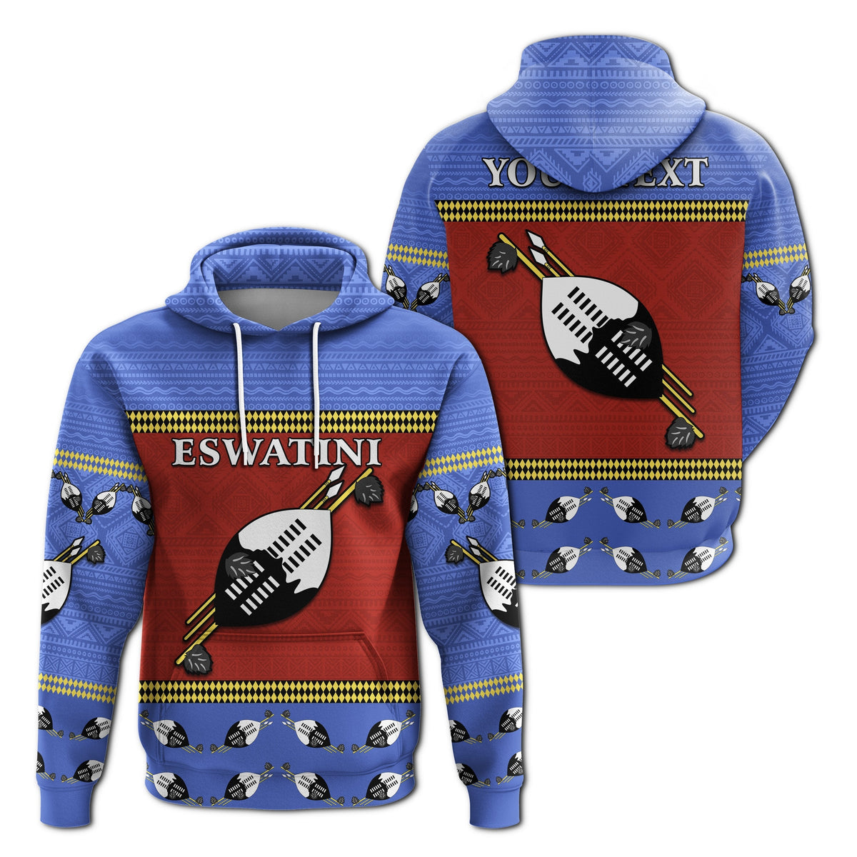 Custom Independent Anniversary Eswatini Hoodie Flag and Shield Swaziland LT13 - Wonder Print Shop
