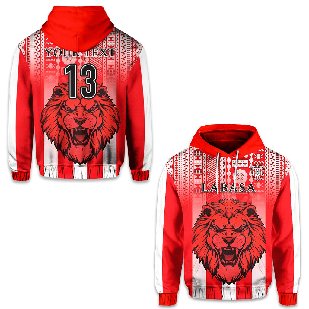 Custom Football LABASA FA Hoodie Red Lion Fiji Custom Text and Number LT13 - Wonder Print Shop