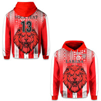 Custom Football LABASA FA Hoodie Red Lion Fiji Custom Text and Number LT13 - Wonder Print Shop