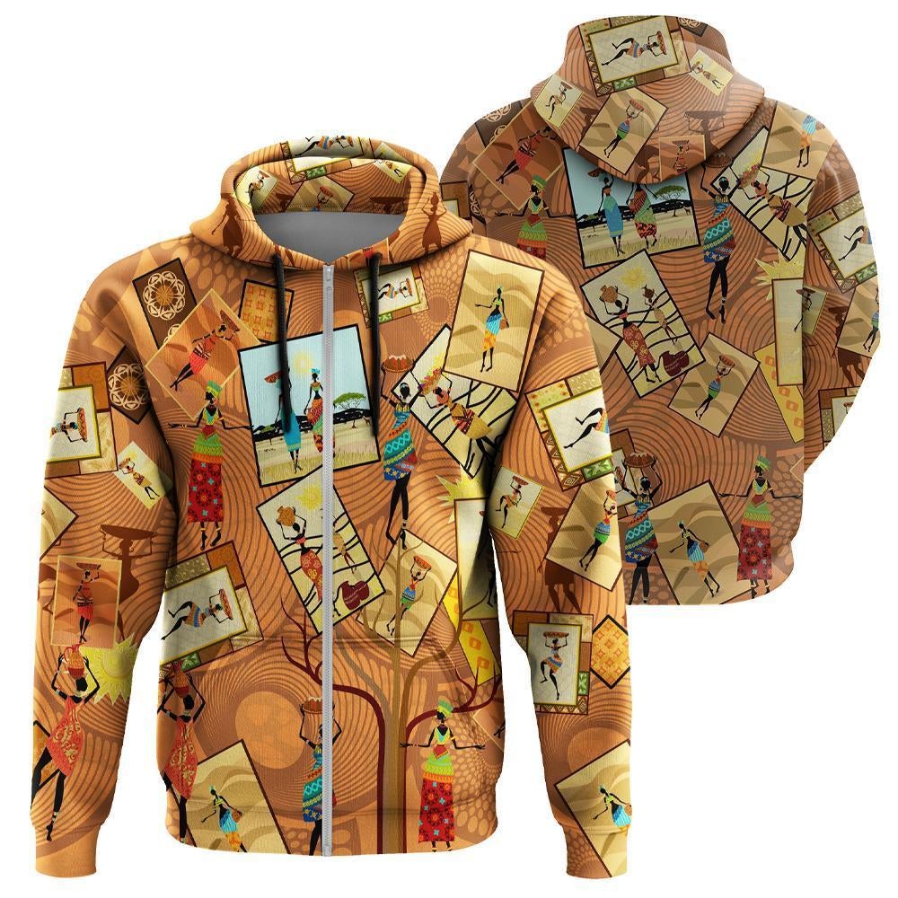 African Hoodie African Women Stam Zip Hoodie - Wonder Print Shop