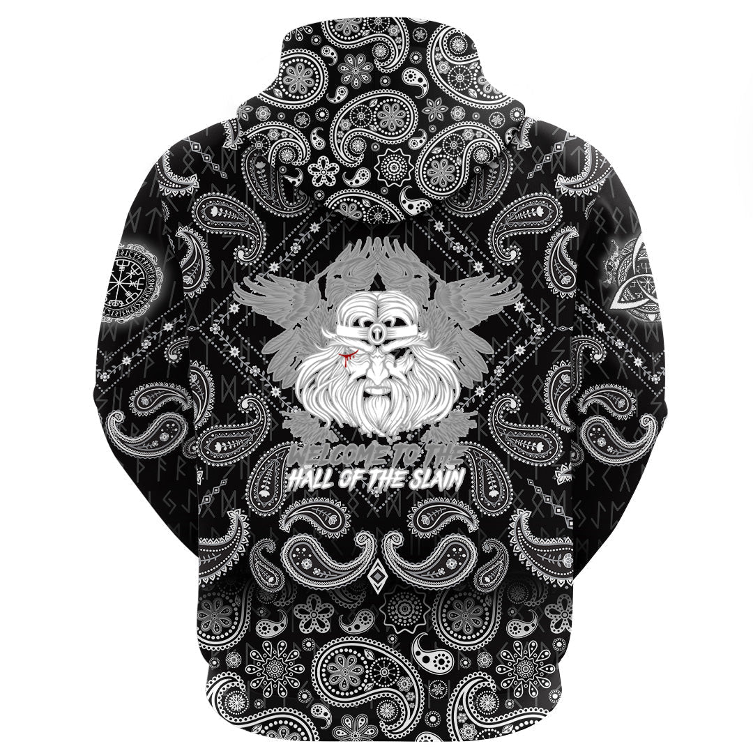 Viking Hoodie Hall Of Slain with Bandana Paisley Style RLT12 - Wonder Print Shop