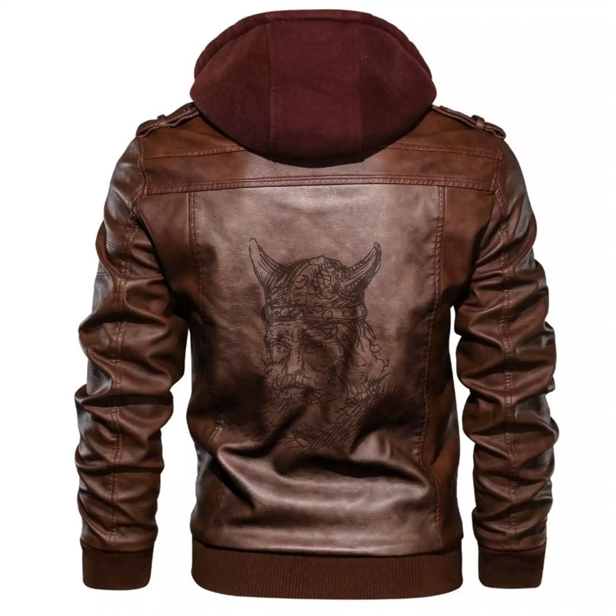 Viking Hand Drawn Set Leather Jacket RLT12 - Wonder Print Shop