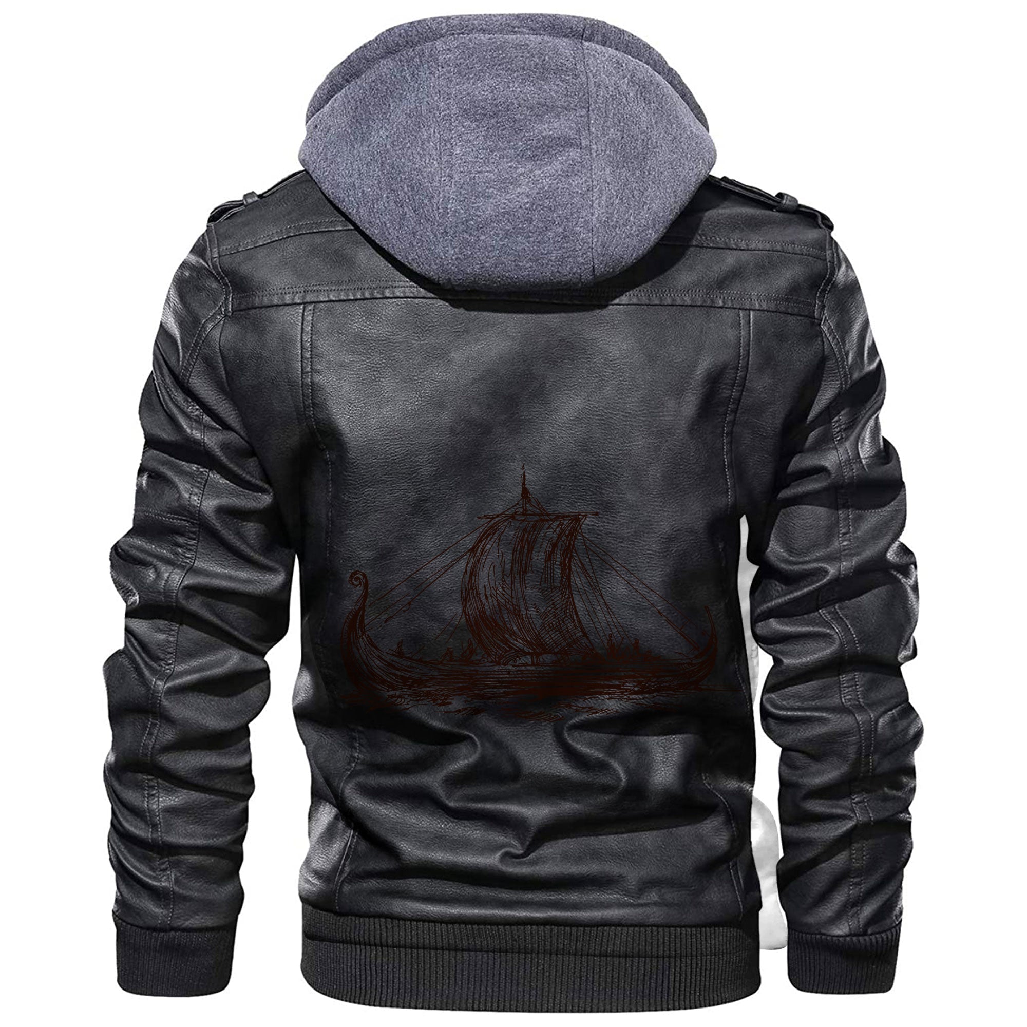 Viking Hand Drawn Set Leather Jacket RLT12 - Wonder Print Shop