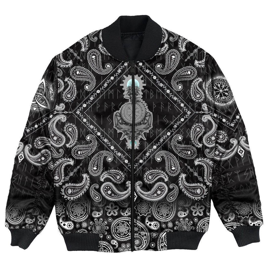 Viking Bomber Jacket Hati Skoll with Bandana Paisley Style RLT12 - Wonder Print Shop