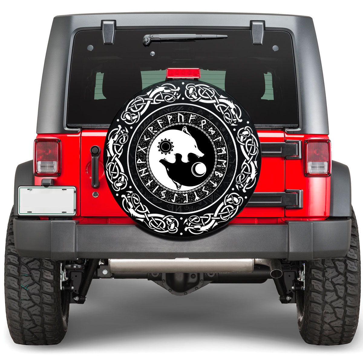 Viking Hati and Skoll Sun and Moon Viking Spare Tire Cover RLT12 - Wonder Print Shop