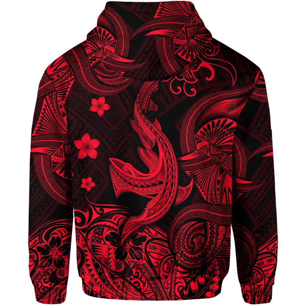 Hawaii Shark Angry Polynesian Zip Hoodie Unique Style Red LT8 - Wonder Print Shop