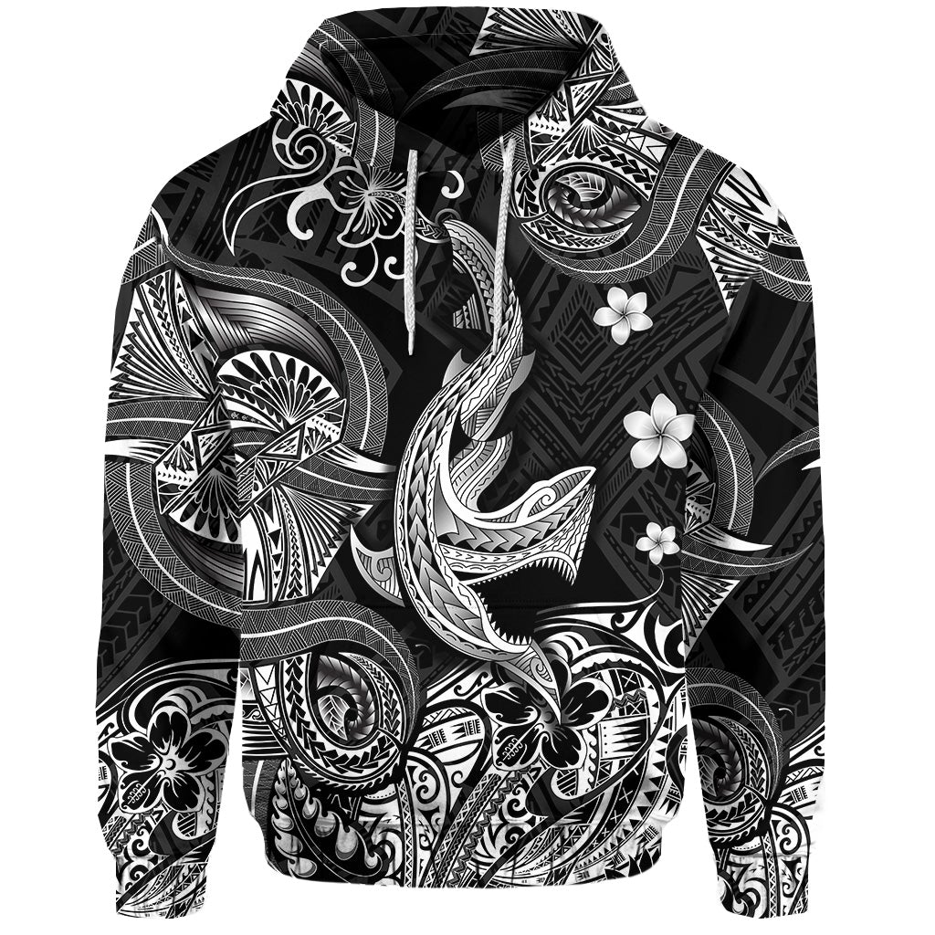 custom-personalised-hawaii-angry-shark-polynesian-hoodie-unique-style-black