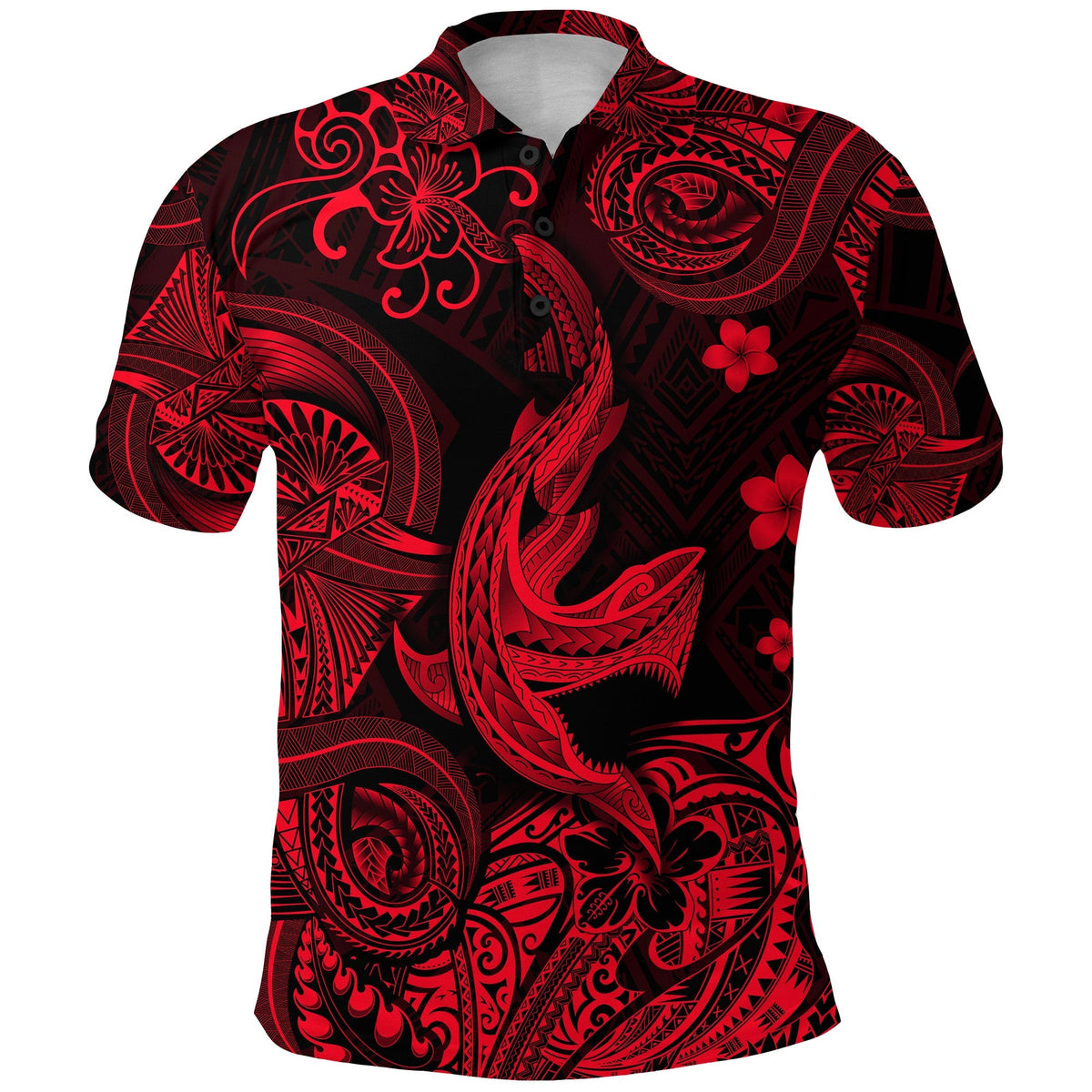 Custom Hawaii Shark Angry Polynesian Polo Shirt Unique Style Red LT8 - Wonder Print Shop