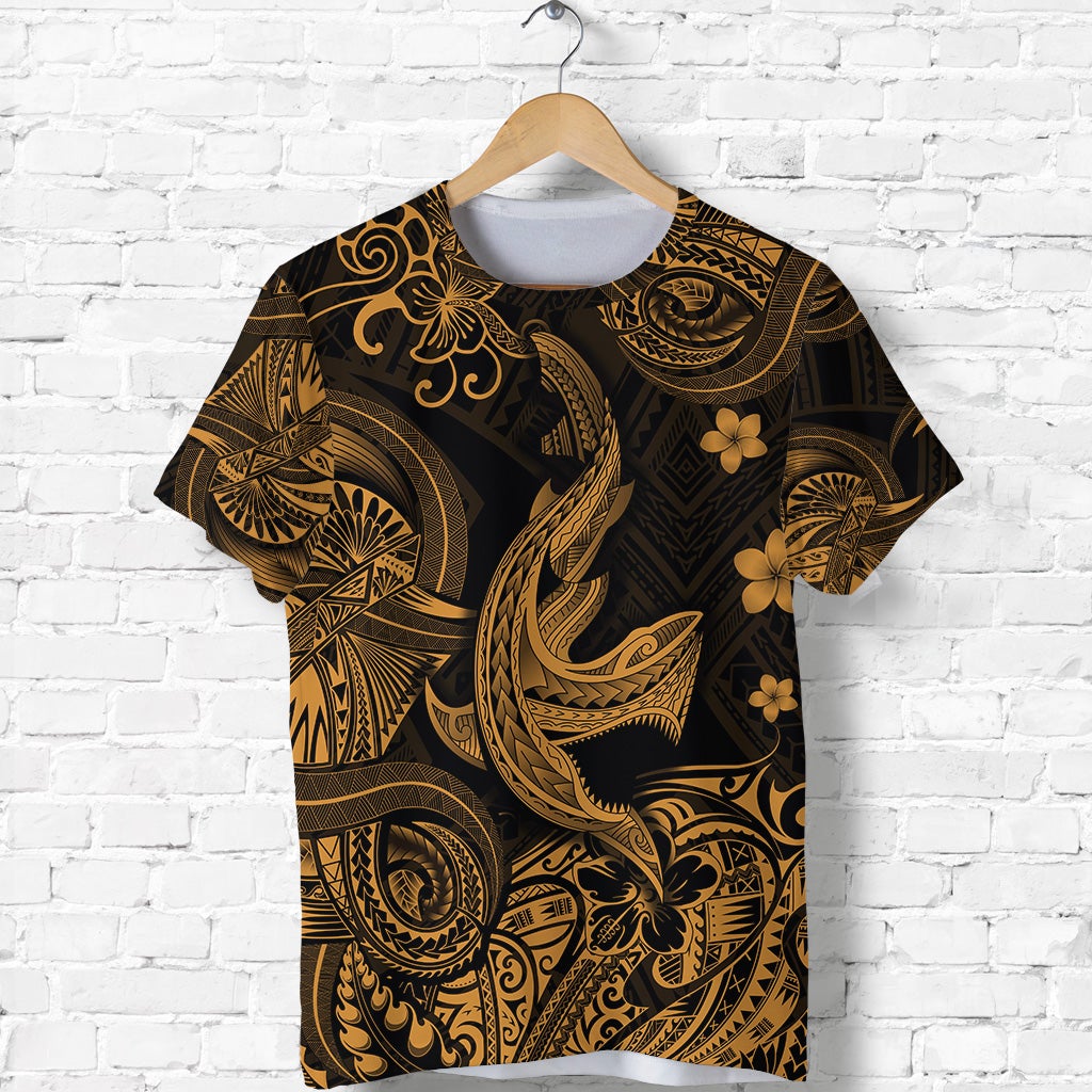 Hawaii Angry Shark Polynesian T Shirt Unique Style Gold LT8 - Wonder Print Shop