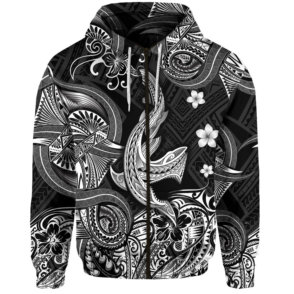 custom-personalised-hawaii-angry-shark-polynesian-zip-hoodie-unique-style-black