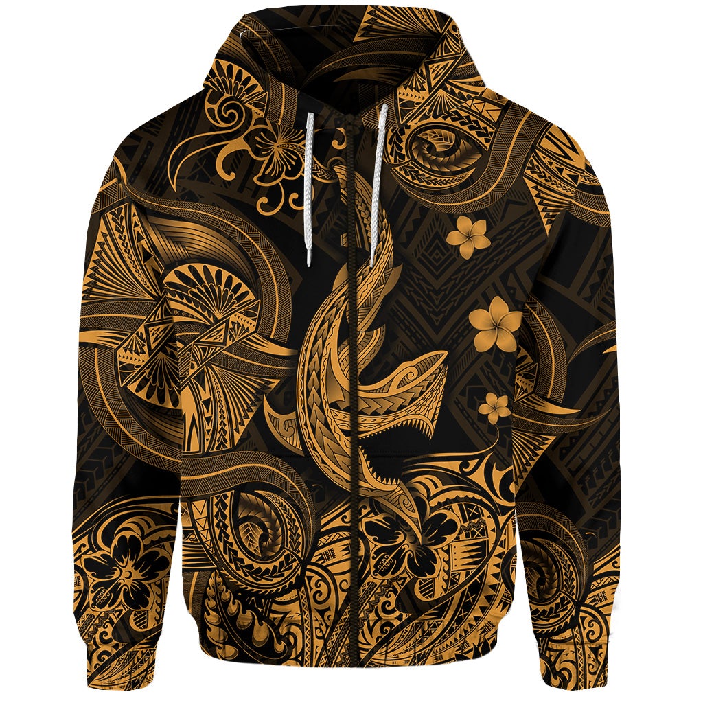 custom-personalised-hawaii-angry-shark-polynesian-zip-hoodie-unique-style-gold