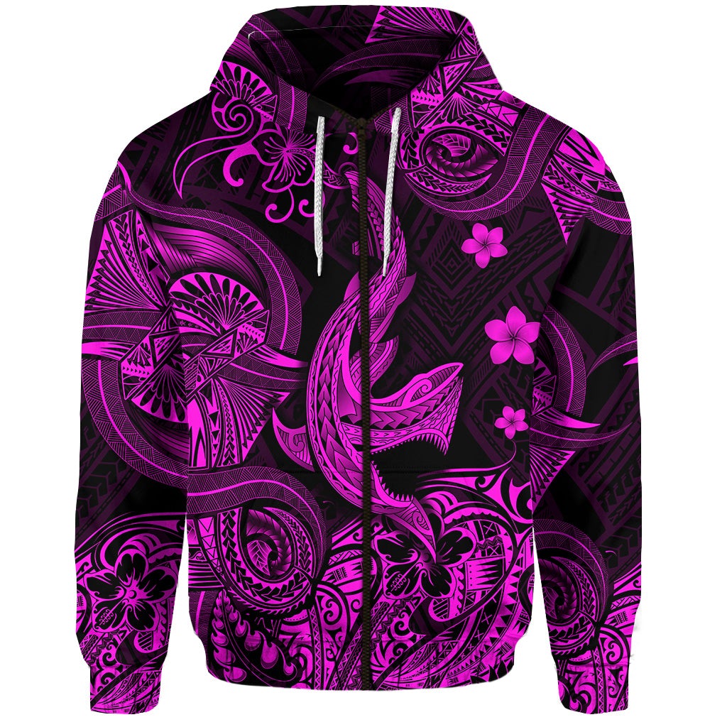 custom-personalised-hawaii-angry-shark-polynesian-zip-hoodie-unique-style-pink
